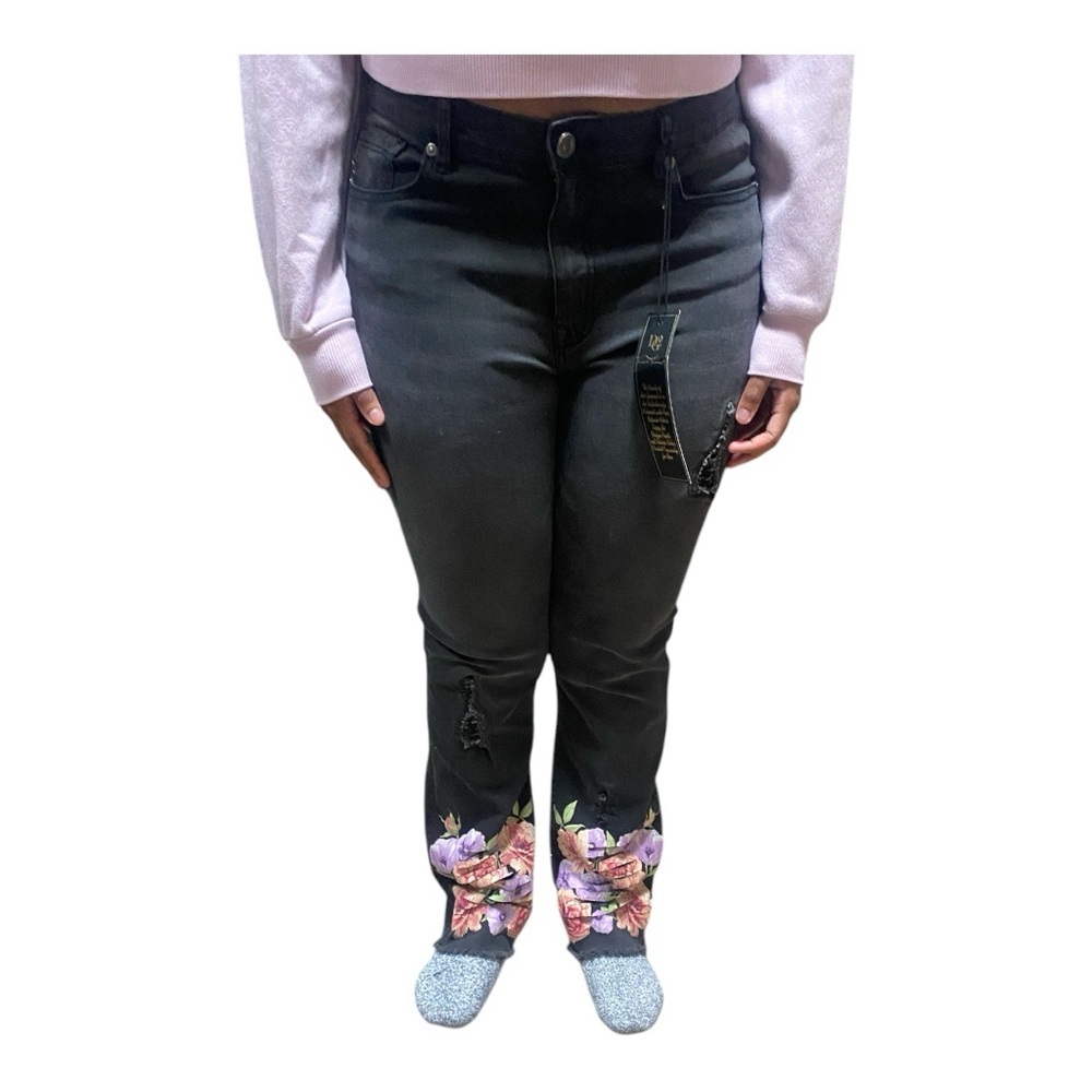 DG2 Floral Embroidered Black Jeans Size 10